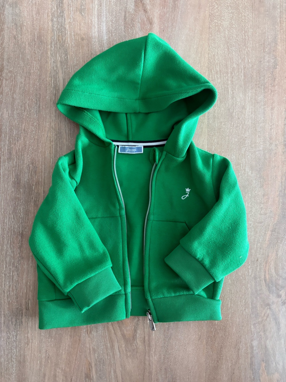 Jacadi green zip-up sweatshirt